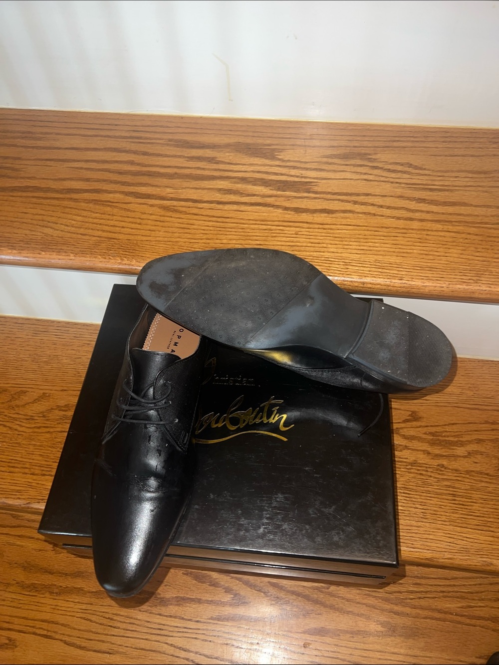 Like New Topman Real Leather Pointy Black Men’s Lace-Up Dress Shoes, Size 10 US